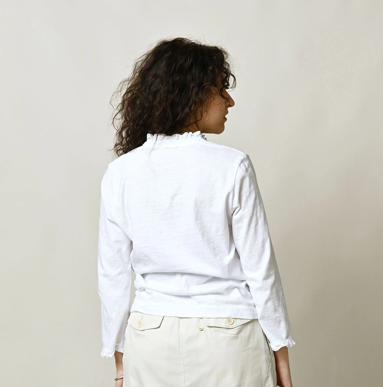 45R(フォーティファイブアール) |天竺のフリル四角カーディガン