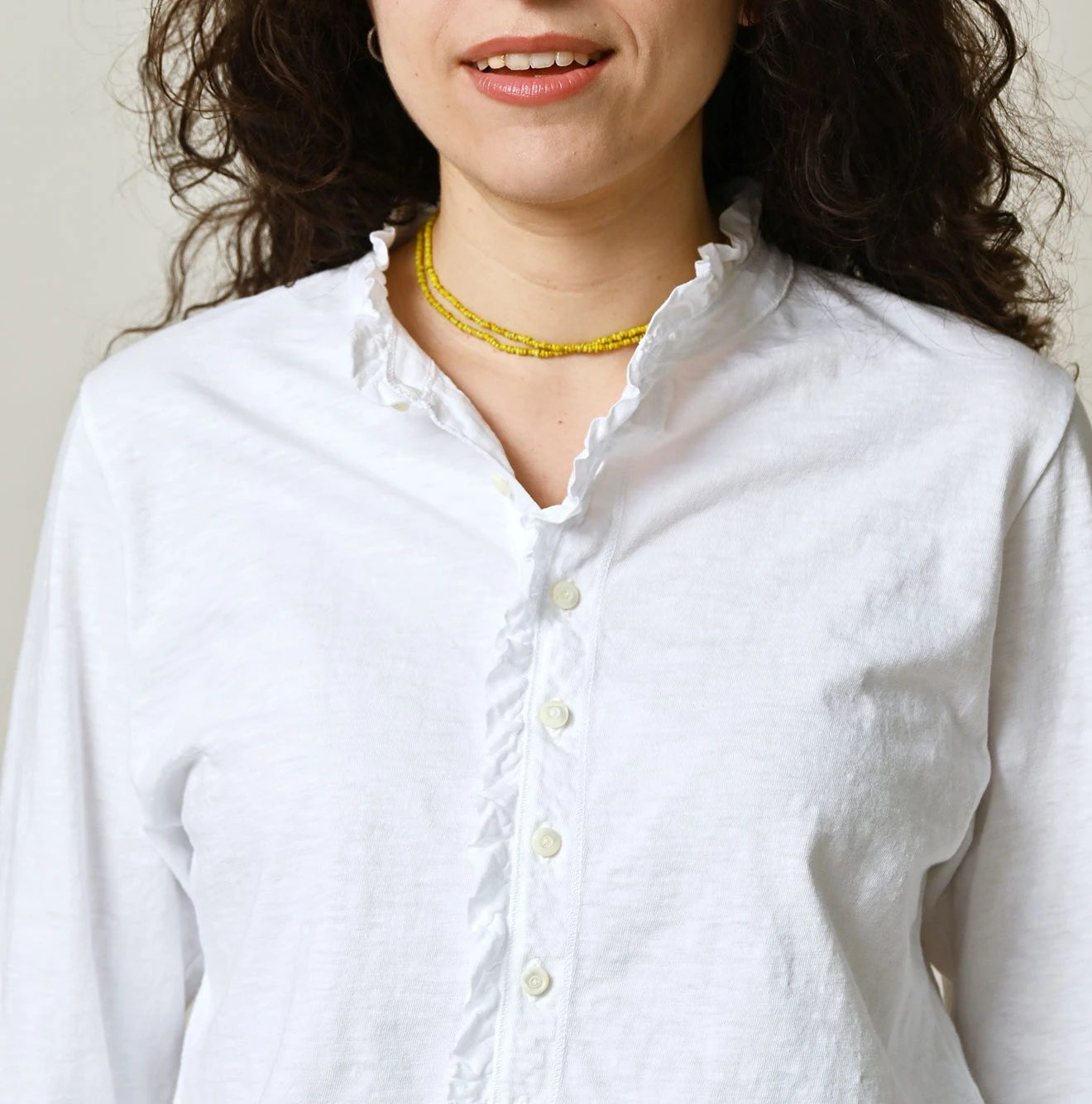 45R(フォーティファイブアール) |天竺のフリル四角カーディガン