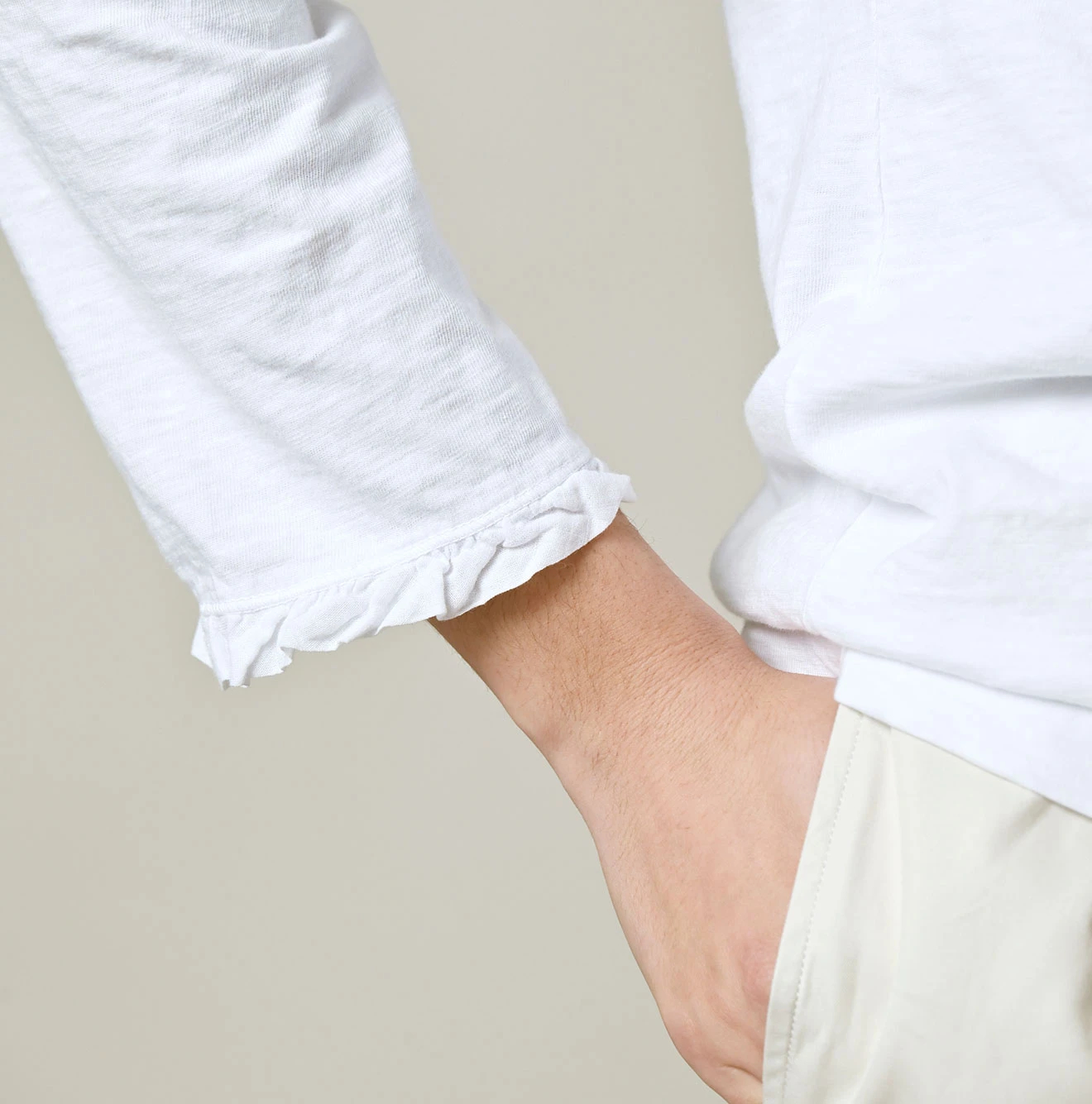 45R(フォーティファイブアール) |天竺のフリル四角カーディガン