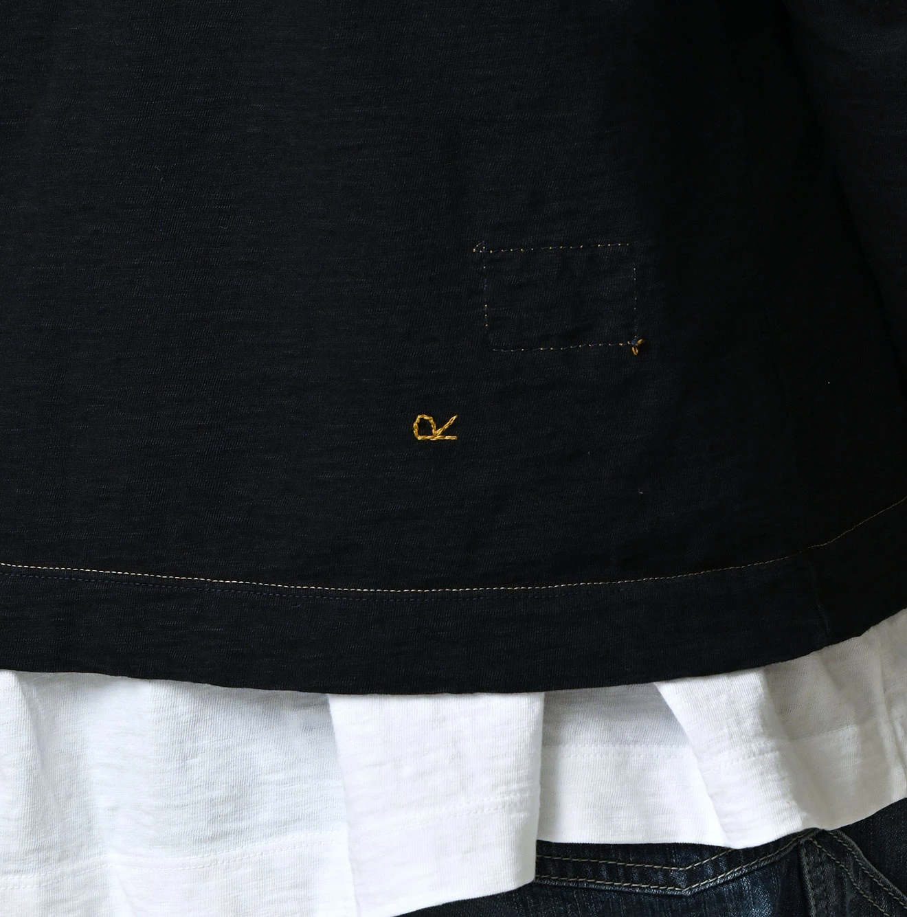 45R(フォーティファイブアール) |天竺のフリル四角カーディガン（インディゴ）