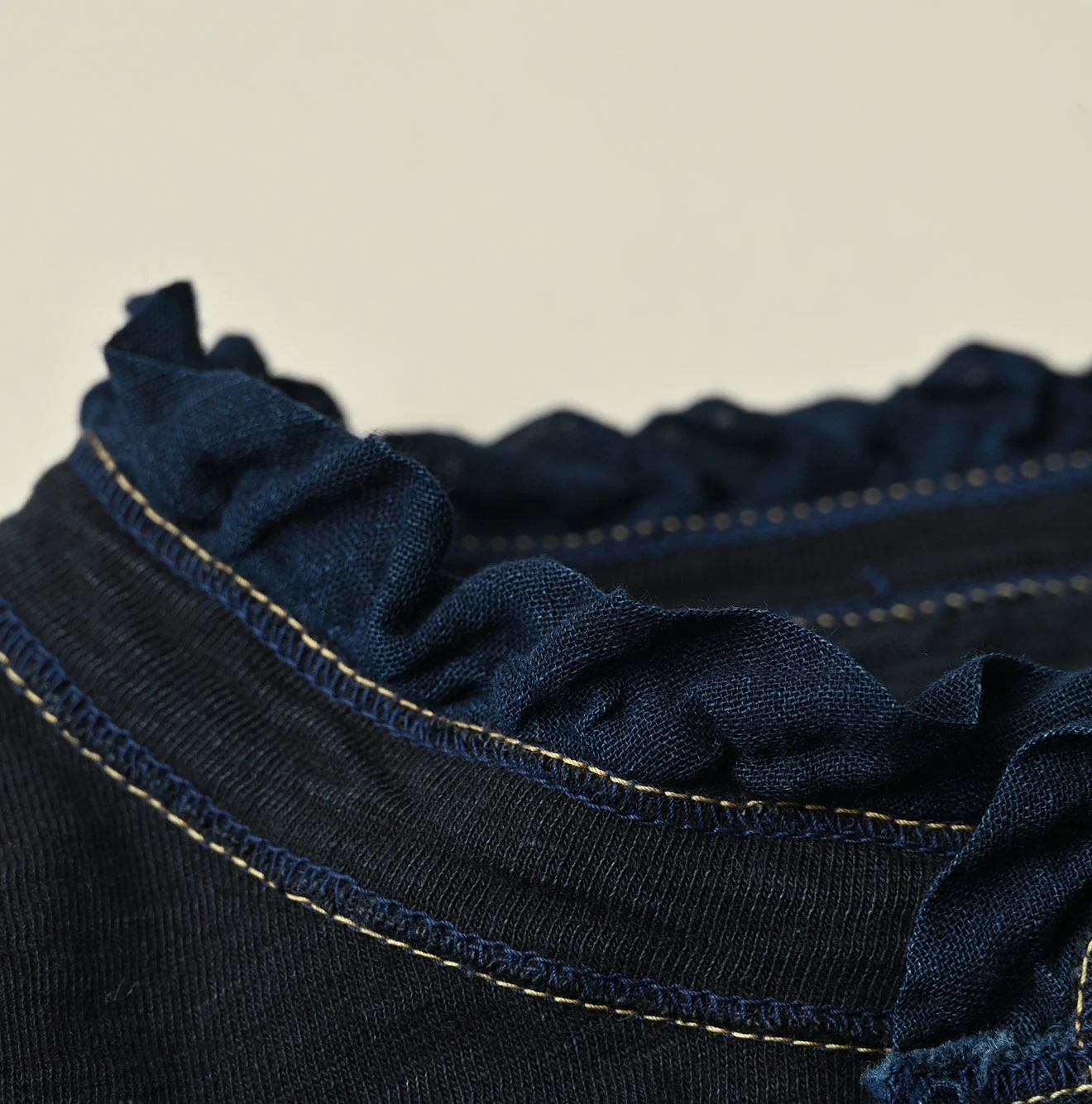 45R(フォーティファイブアール) |天竺のフリル四角カーディガン（インディゴ）