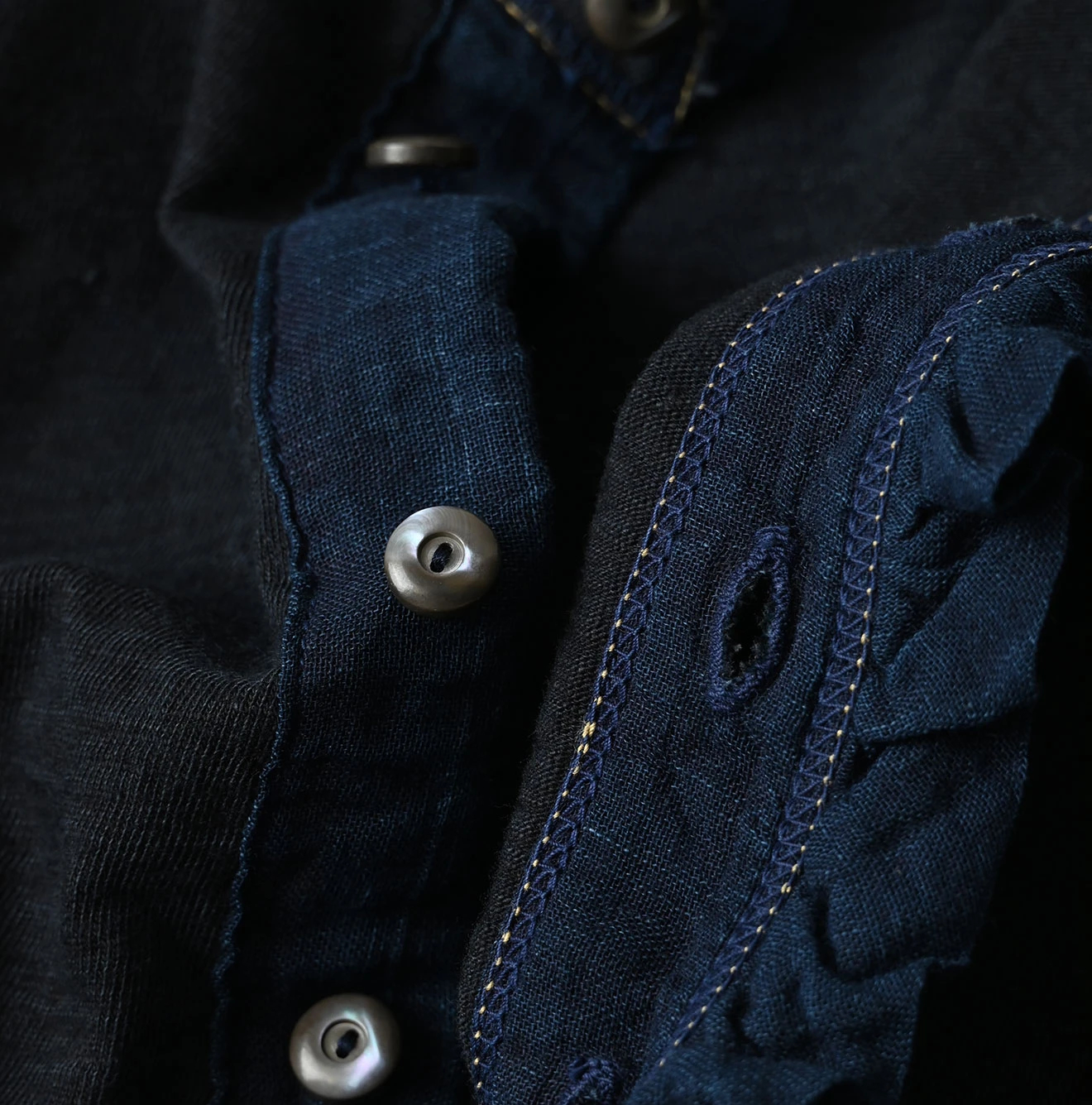 45R(フォーティファイブアール) |天竺のフリル四角カーディガン（インディゴ）