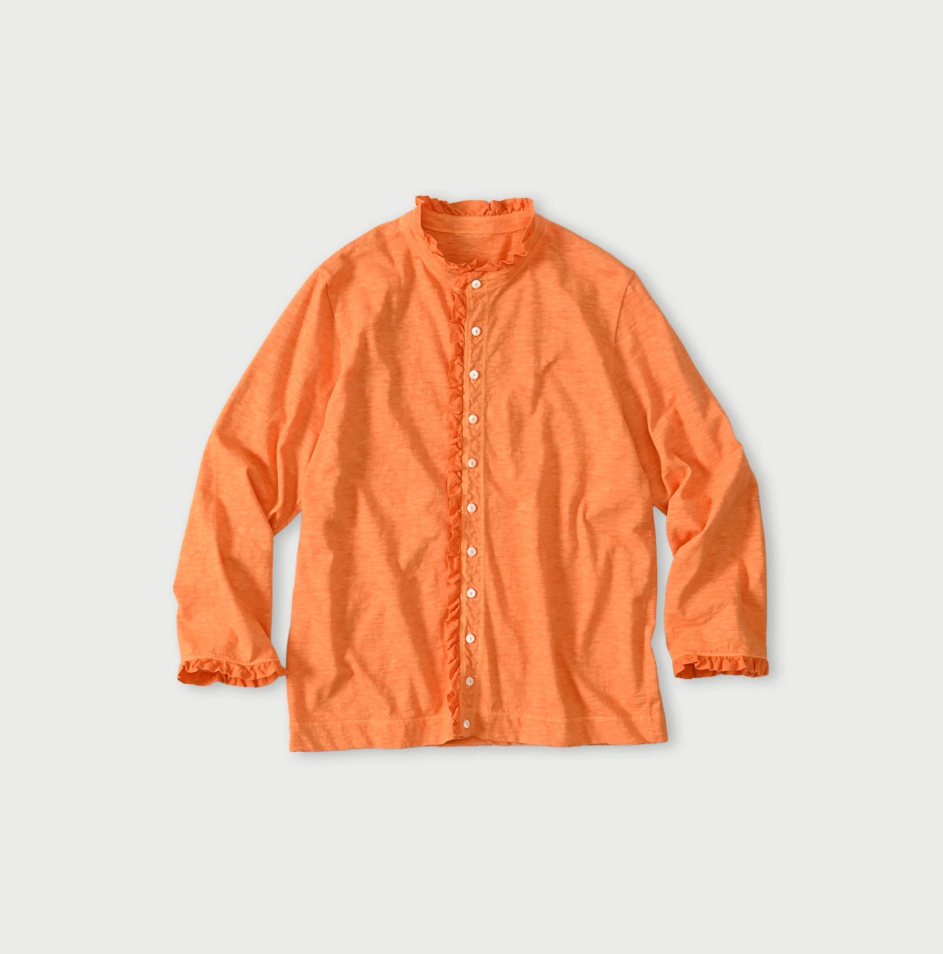 45R(フォーティファイブアール) |天竺のフリル四角カーディガン（45草染）