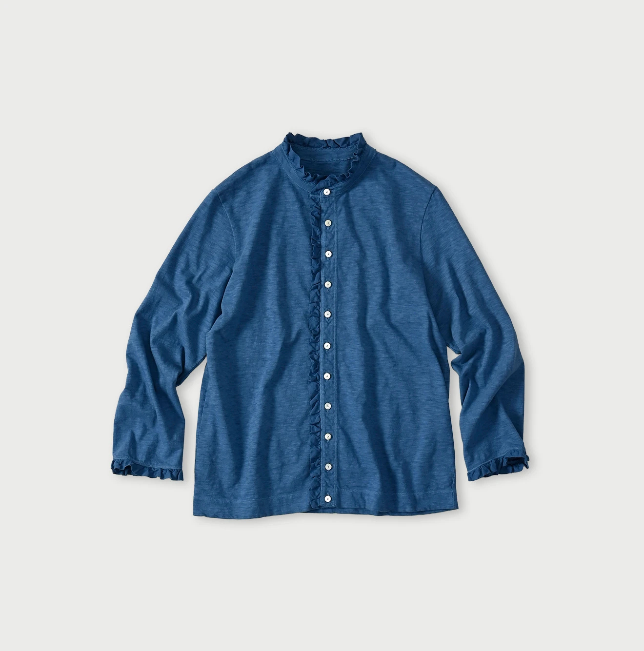 45R(フォーティファイブアール) |天竺のフリル四角カーディガン（45草染）