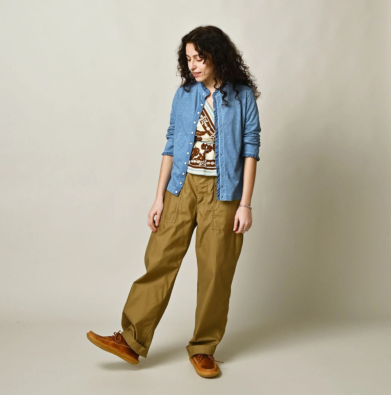 45R(フォーティファイブアール) |天竺のフリル四角カーディガン（45草染）