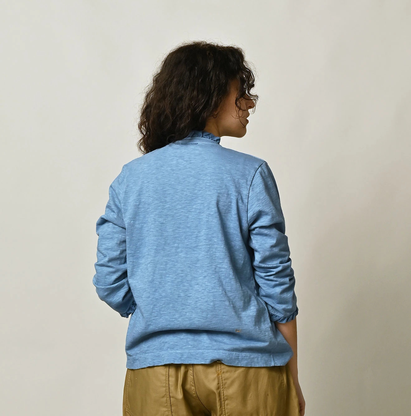 45R(フォーティファイブアール) |天竺のフリル四角カーディガン（45草染）