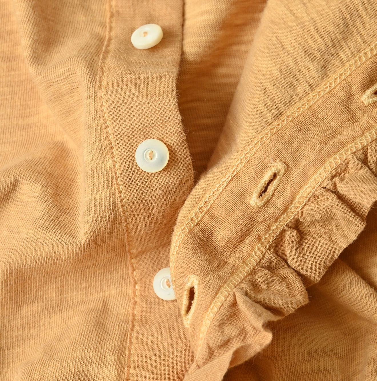 45R(フォーティファイブアール) |天竺のフリル四角カーディガン（45草染）