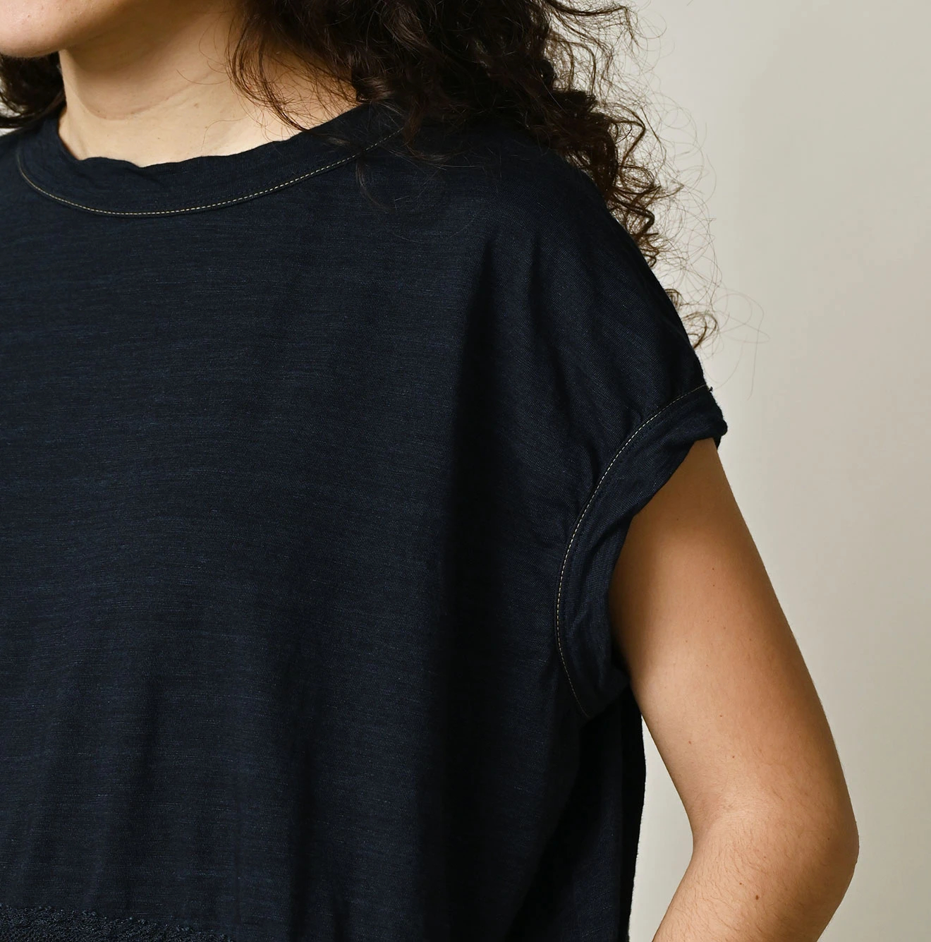 45R(フォーティファイブアール) |天竺×レースのMキャミ（インディゴ）