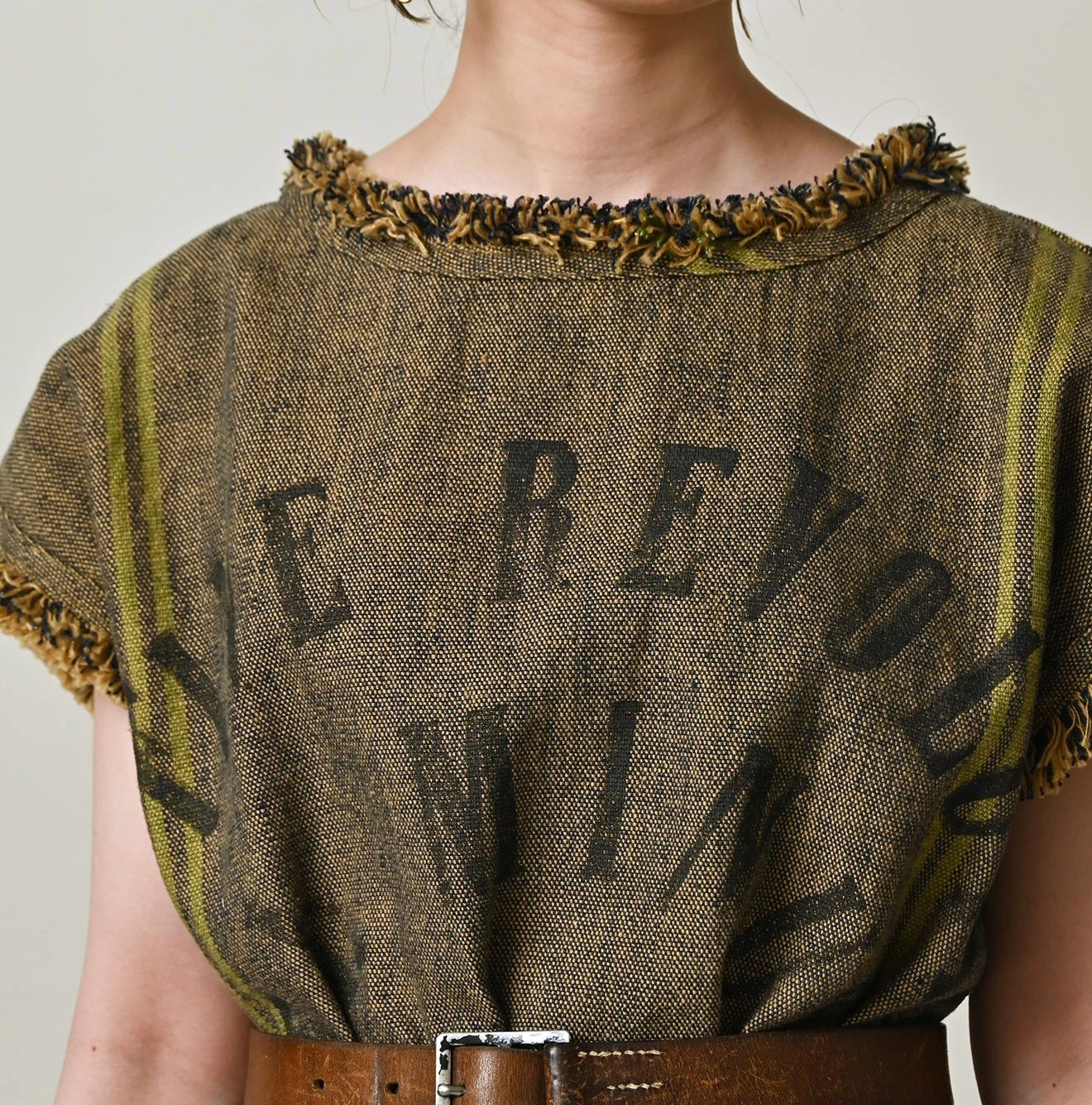 45R(フォーティファイブアール) |インドリネンサックのフリンジドレス（藍）