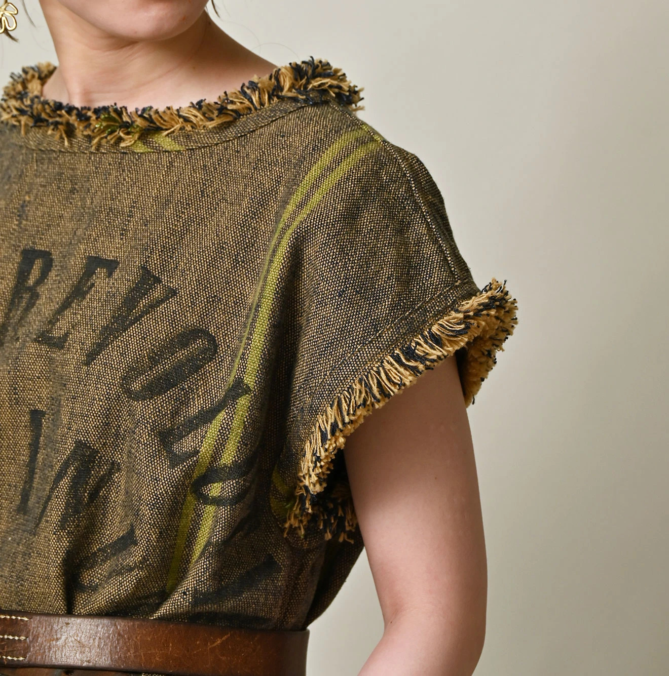 45R(フォーティファイブアール) |インドリネンサックのフリンジドレス（藍）