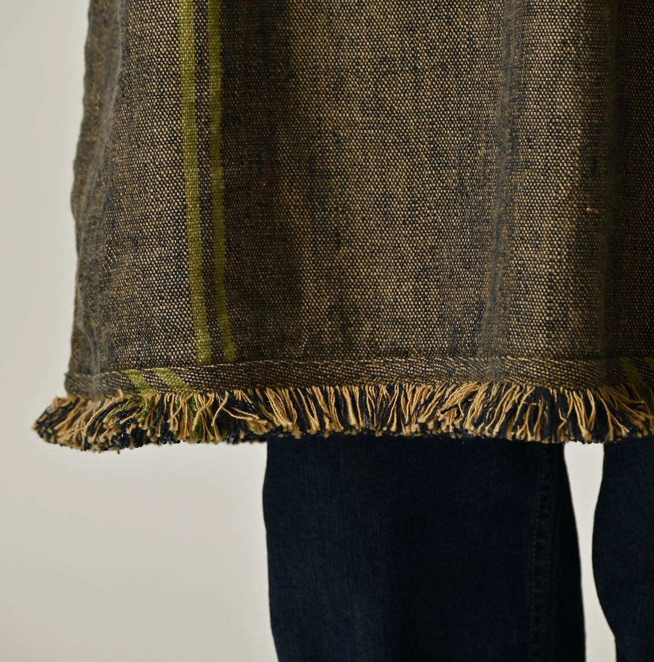 45R(フォーティファイブアール) |インドリネンサックのフリンジドレス（藍）