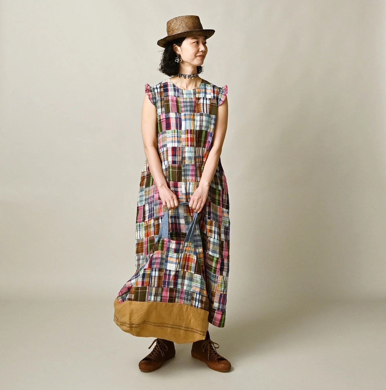 45R(フォーティファイブアール) |インドリネンのパッチワークトートバッグ