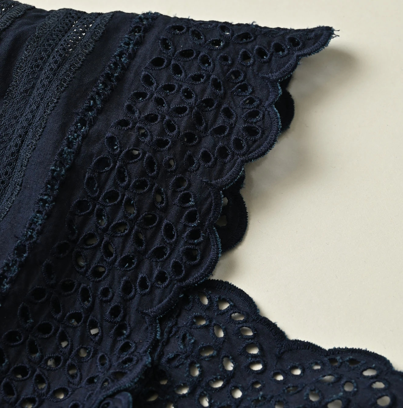 45R(フォーティファイブアール) |バチストカットワークのドレス（インディゴ）