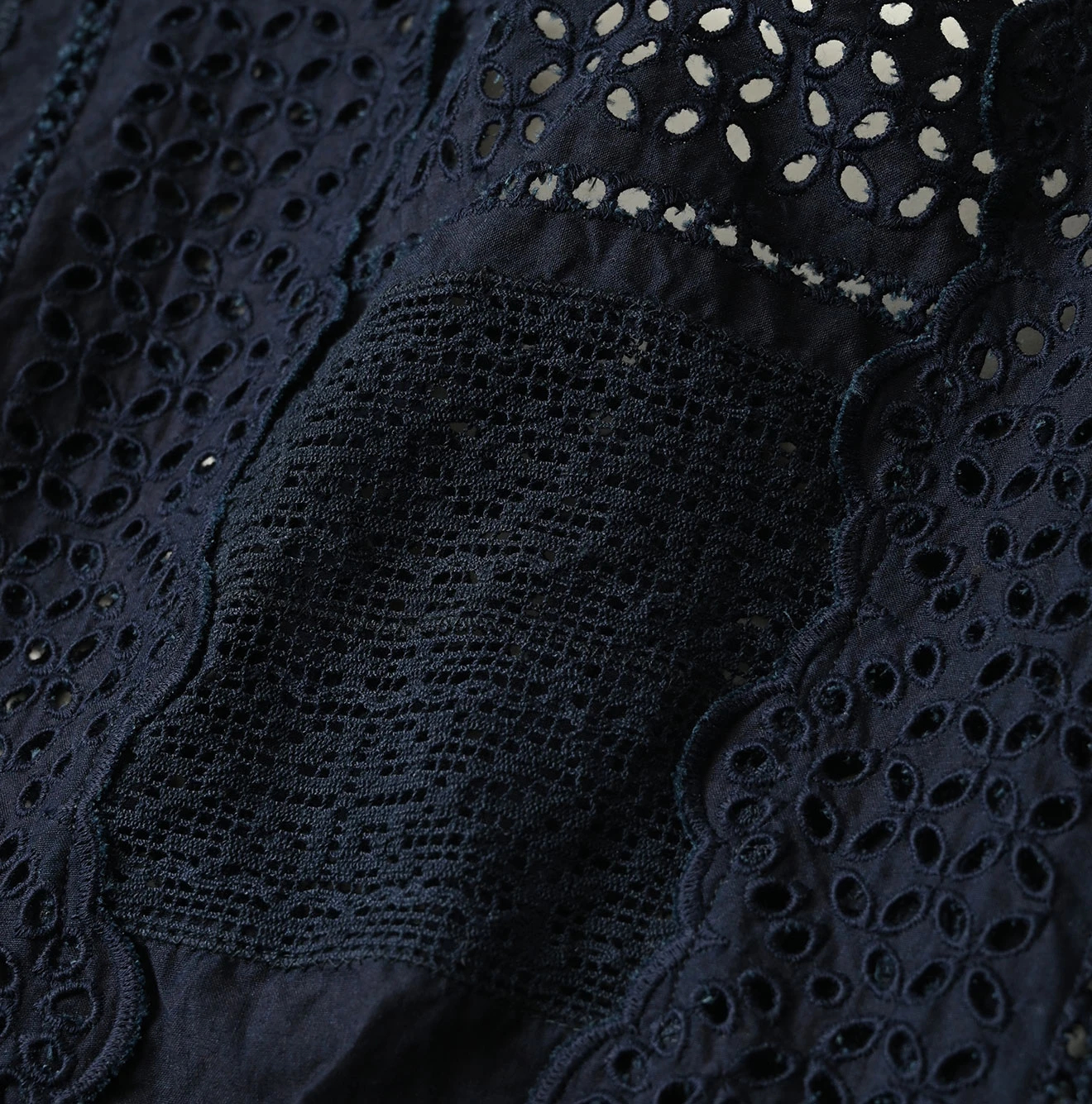 45R(フォーティファイブアール) |バチストカットワークのドレス（インディゴ）