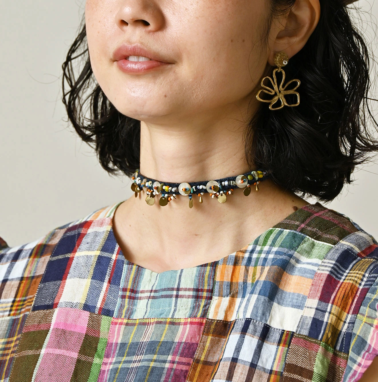 45R(フォーティファイブアール) |インドリネンのパッチワークぽよんドレス