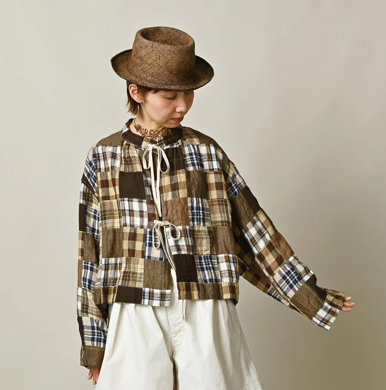 45R(フォーティファイブアール) |インドリネンのパッチワークミリタリーミニスモック