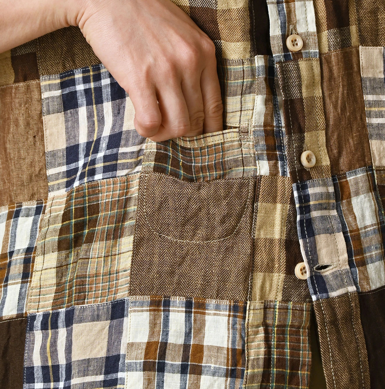 45R(フォーティファイブアール) |インドリネンの908パッチワークオーシャンシャツ