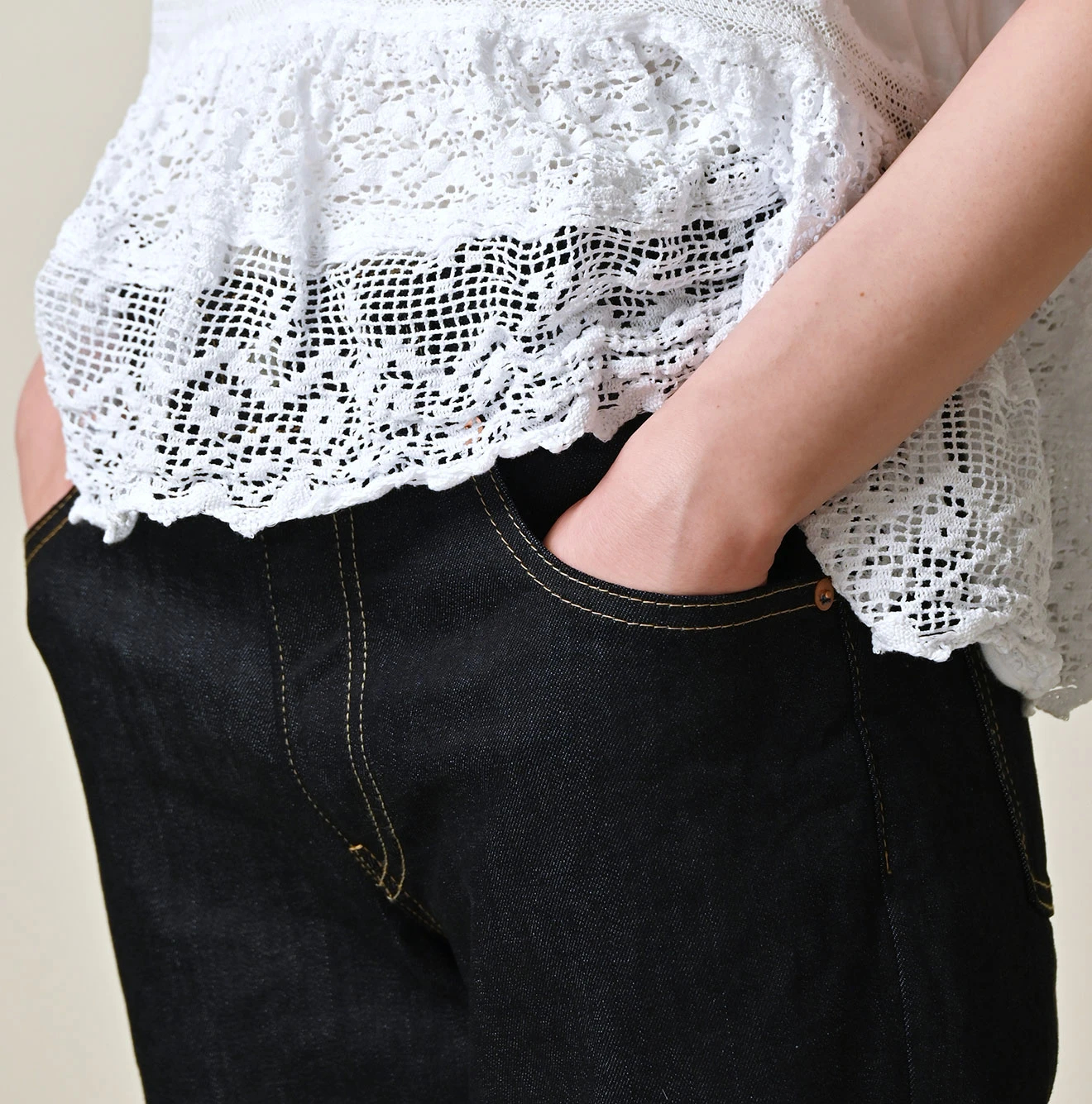 45R(フォーティファイブアール) |麦比古ストレッチデニムのサブリナ5（濃）