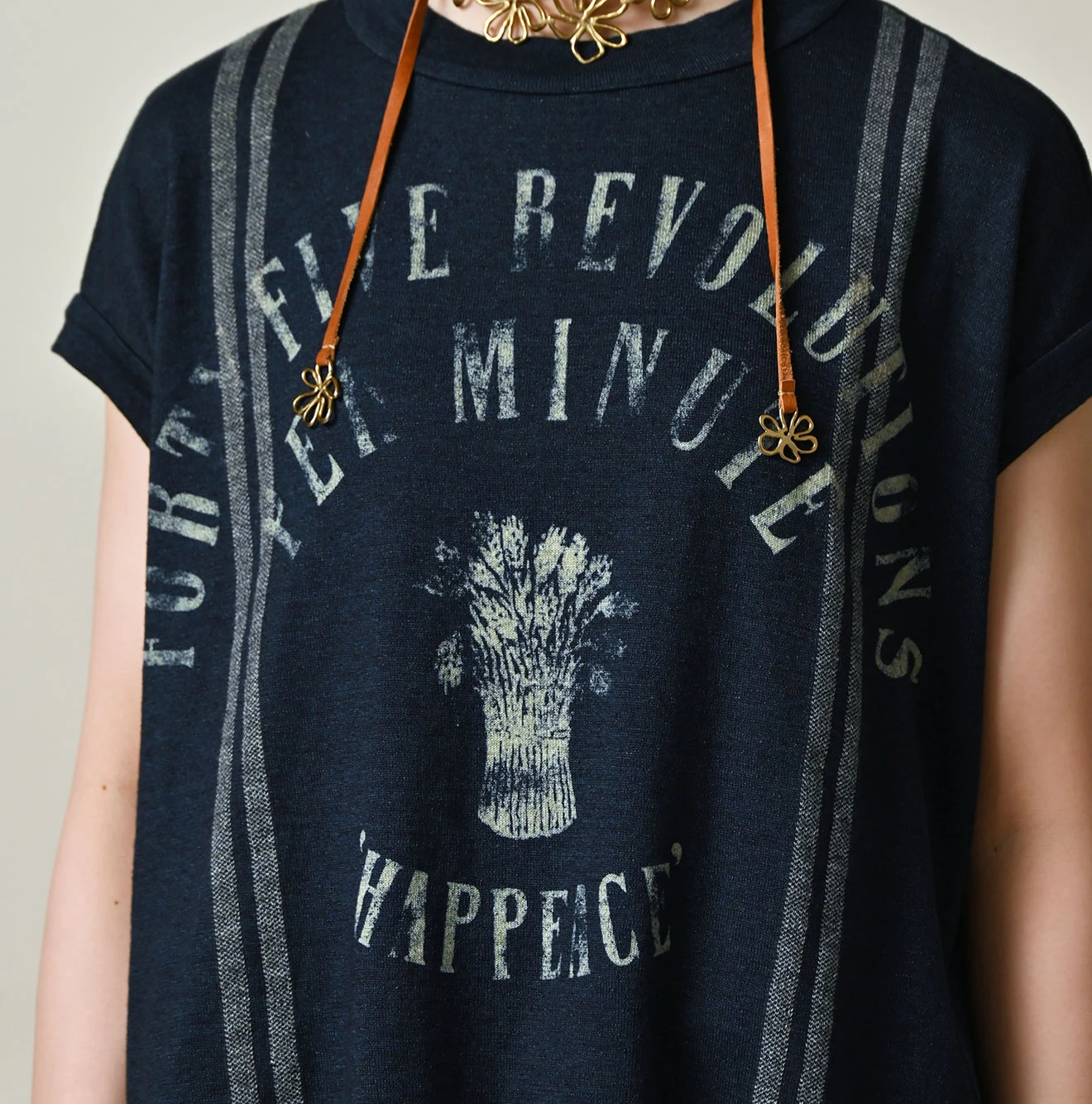 45R(フォーティファイブアール) |サックロゴプリントニットソーのMキャミ（インディゴ）