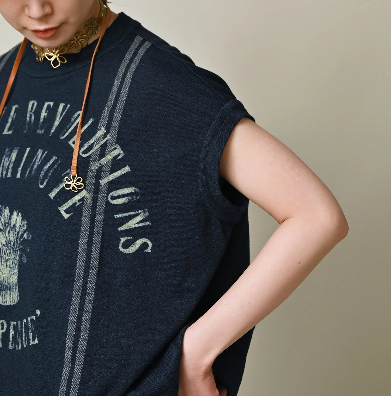 45R(フォーティファイブアール) |サックロゴプリントニットソーのMキャミ（インディゴ）