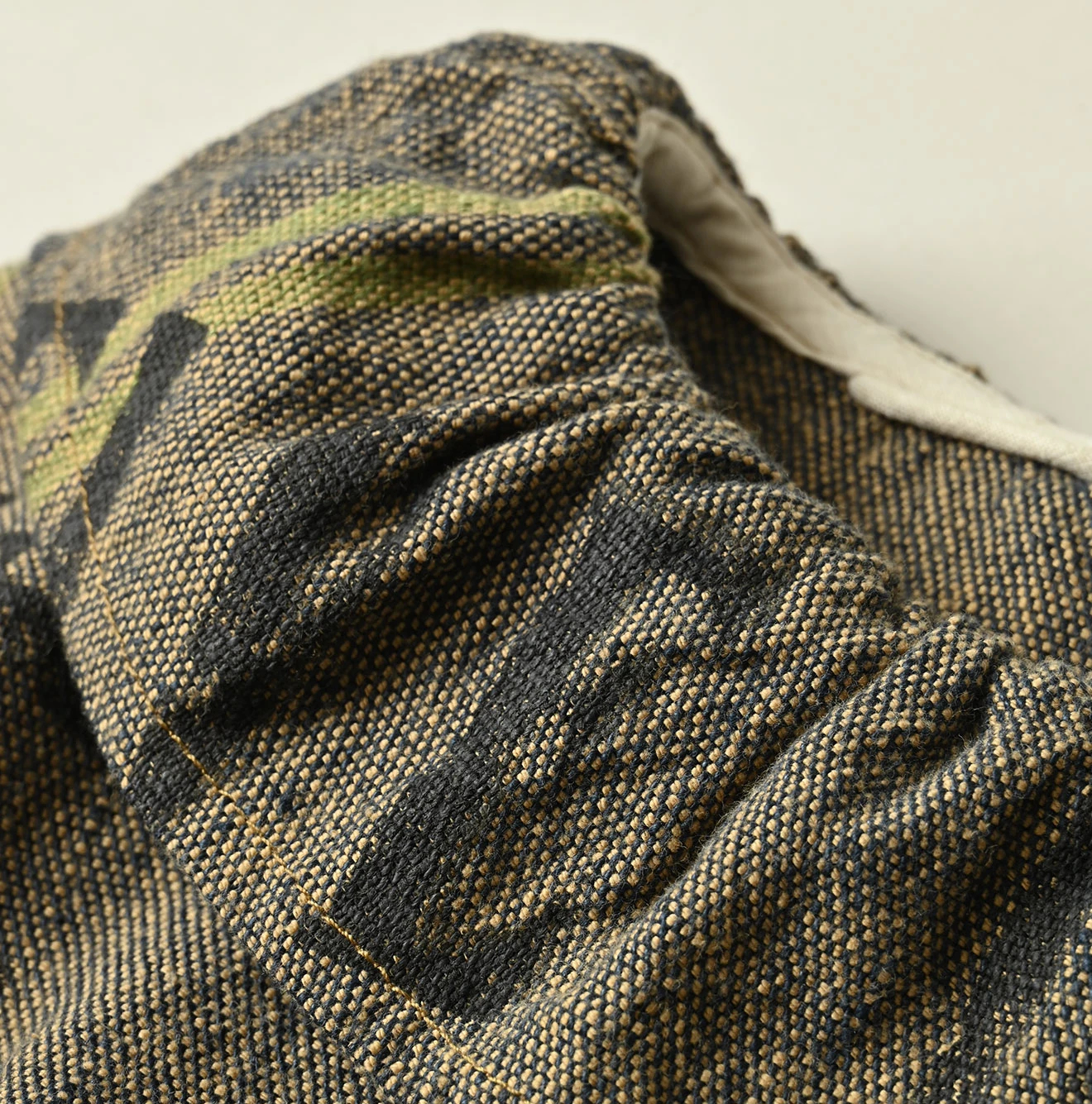 45R(フォーティファイブアール) |インドリネンサックのフリンジノースリーブトップ（藍）