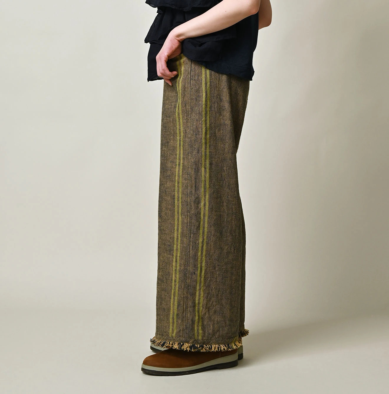 45R(フォーティファイブアール) |インドリネンサックのフリンジパンツ（藍）