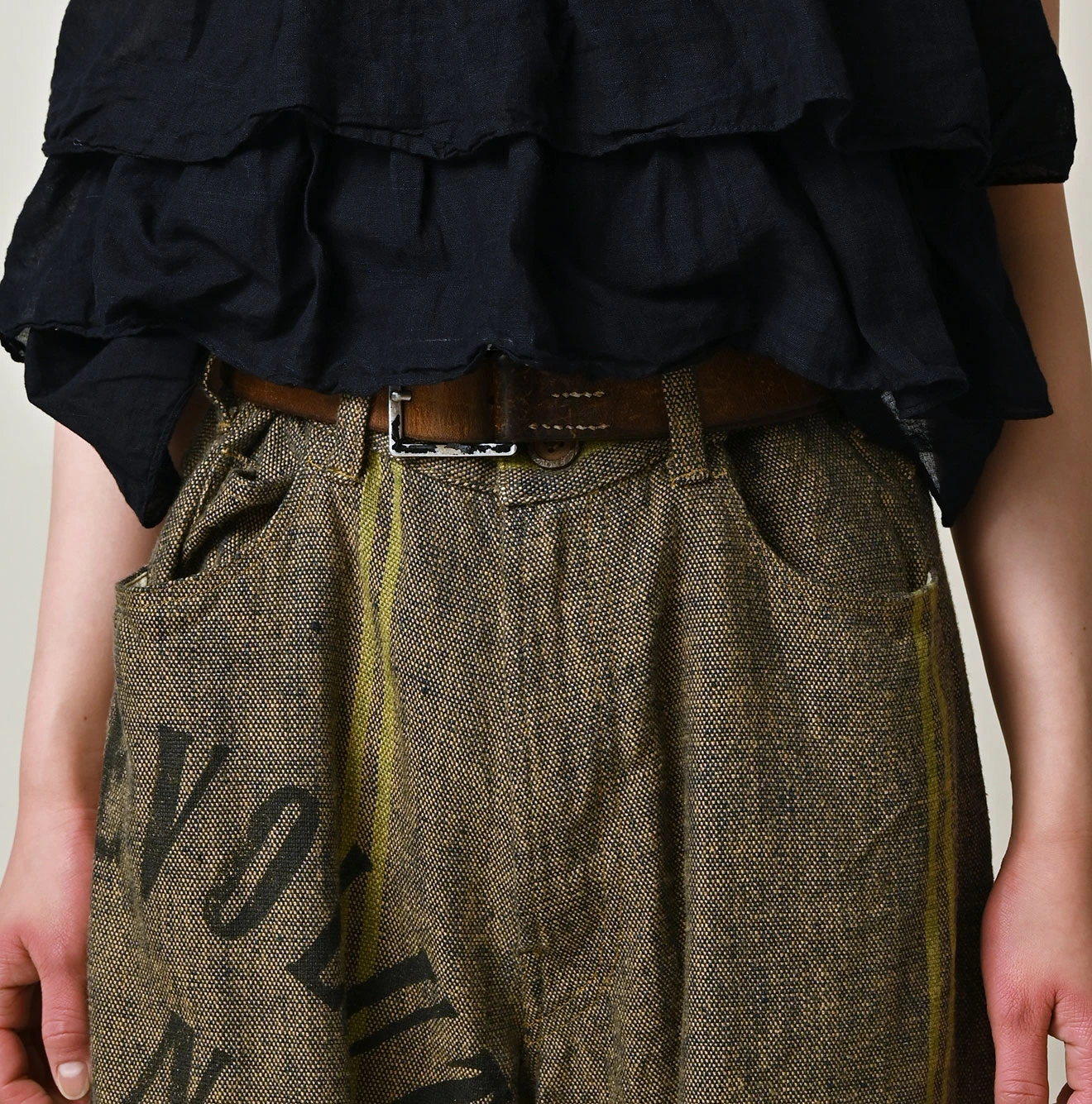 45R(フォーティファイブアール) |インドリネンサックのフリンジパンツ（藍）