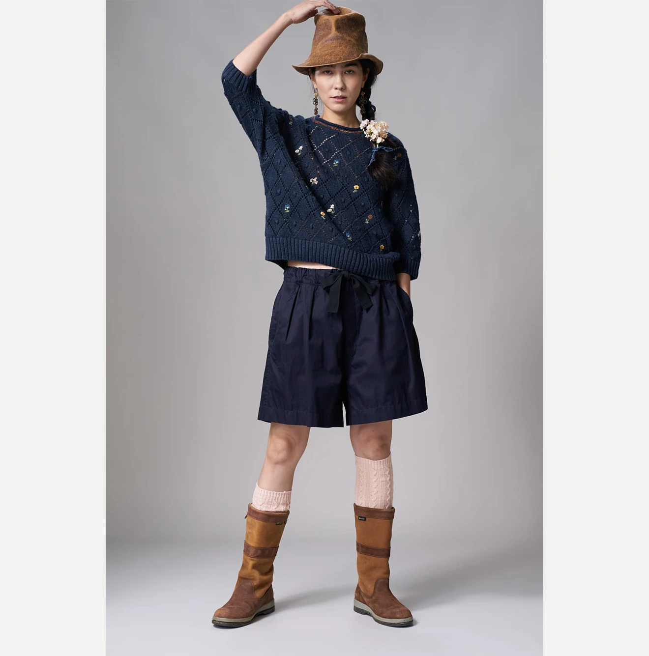 45R(フォーティファイブアール) |リネンヒッピーフラワーのパフセーター