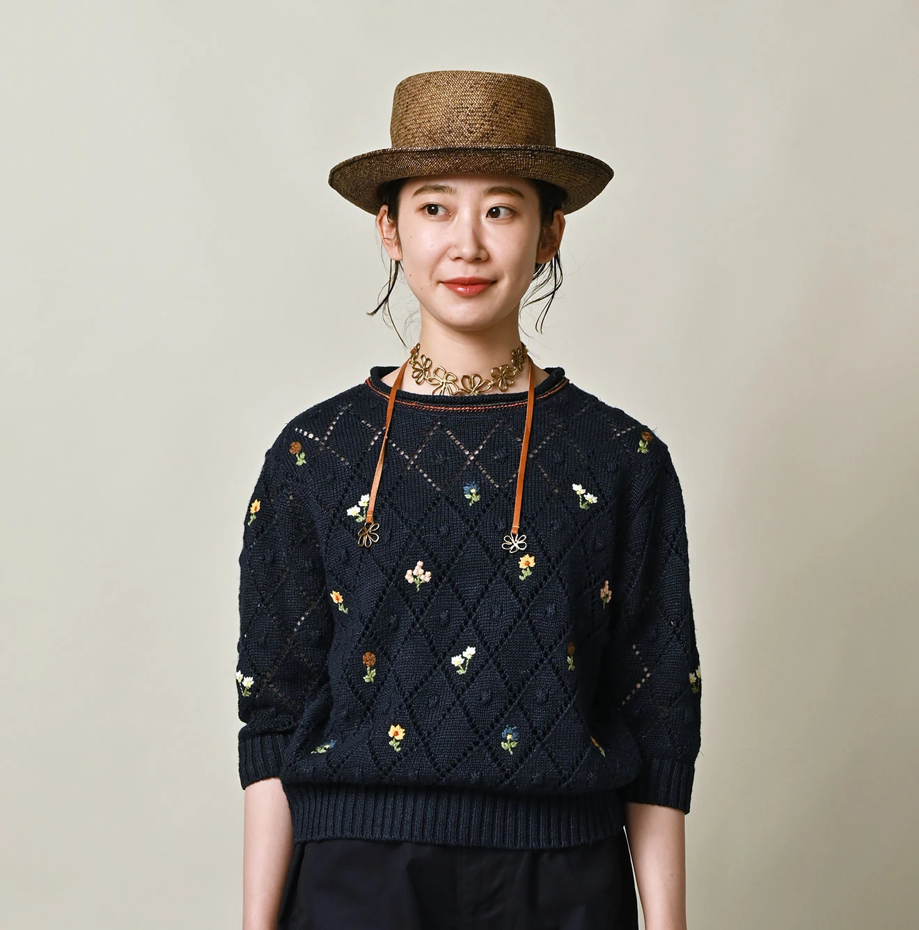 45R(フォーティファイブアール) |リネンヒッピーフラワーのパフセーター