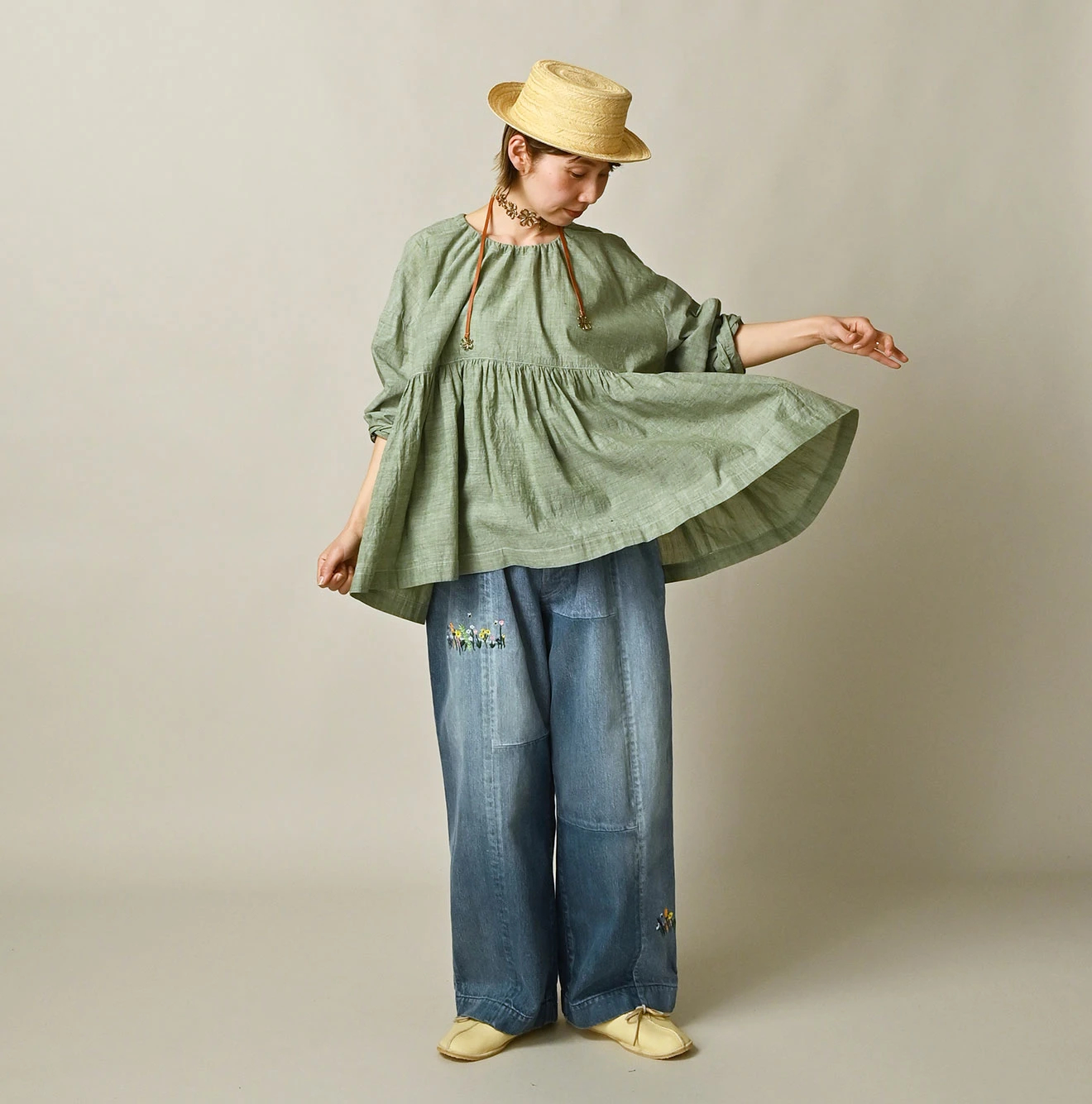 45R(フォーティファイブアール) |ONEONE 宝物のギャザーブラウス