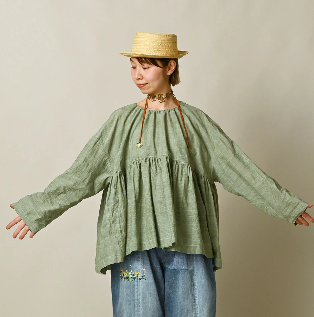 45R(フォーティファイブアール) |ONEONE 宝物のギャザーブラウス