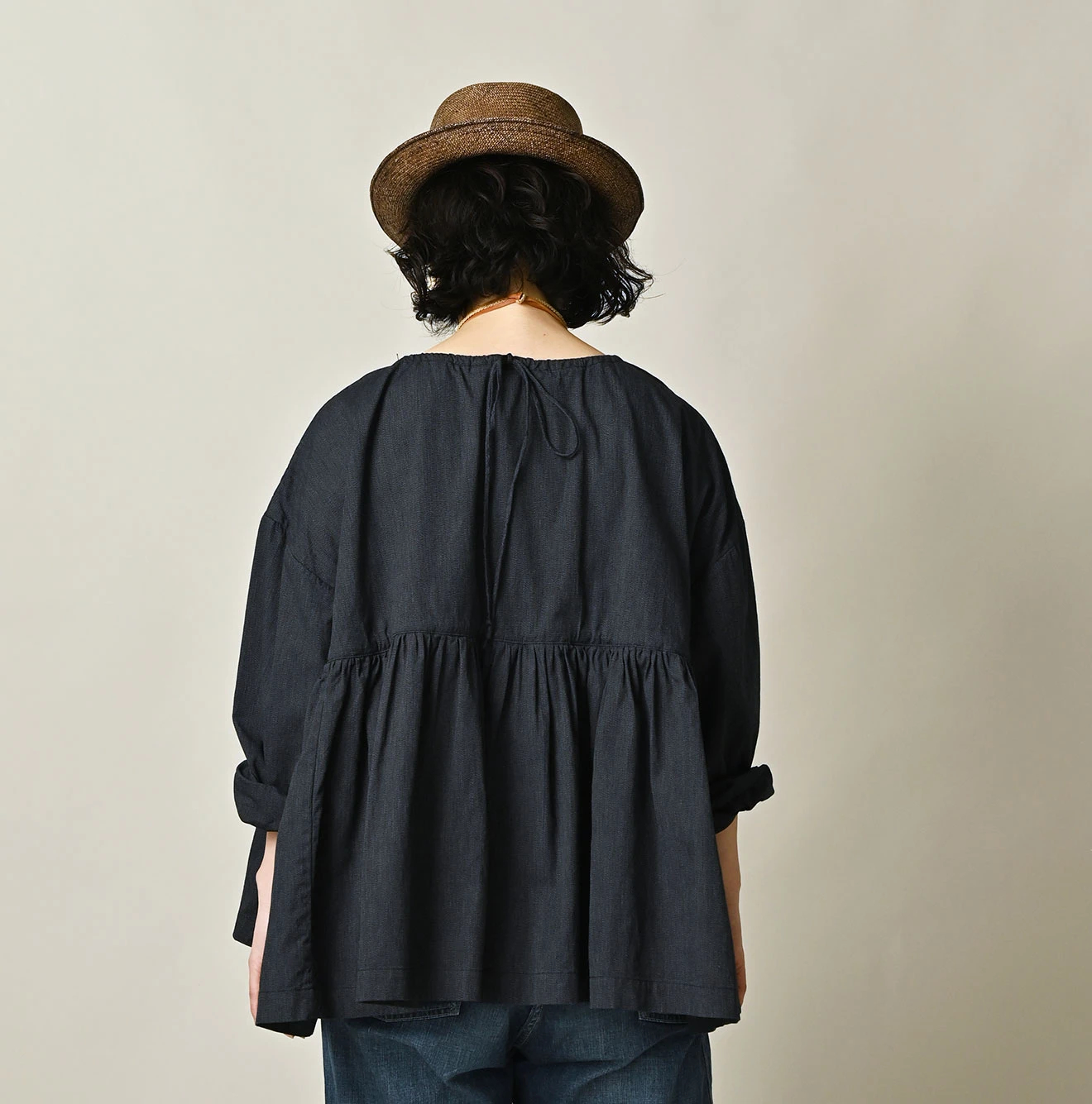 45R(フォーティファイブアール) |ONEONE 宝物のギャザーブラウス（インディゴ）