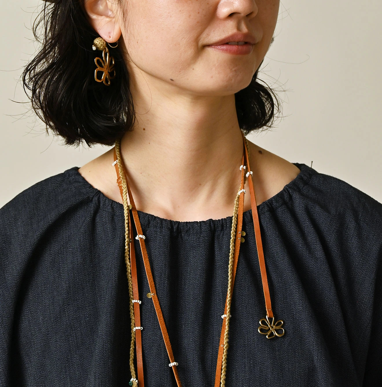 45R(フォーティファイブアール) |ONEONE 宝物のギャザーブラウス（インディゴ）