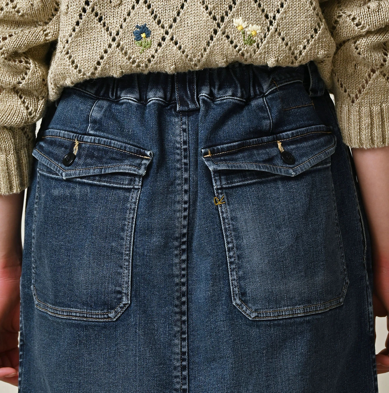 45R(フォーティファイブアール) |麦比古ストレッチデニムのペンシルスカート（重）