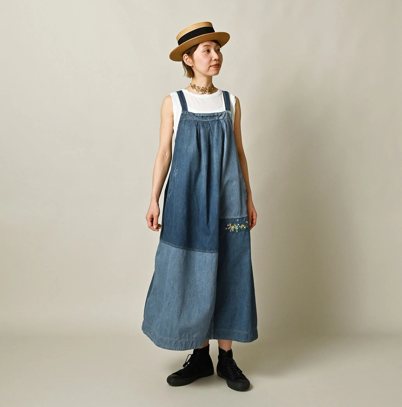 45R(フォーティファイブアール) |ヒッピーパッチワークのタックタックドレス（清）