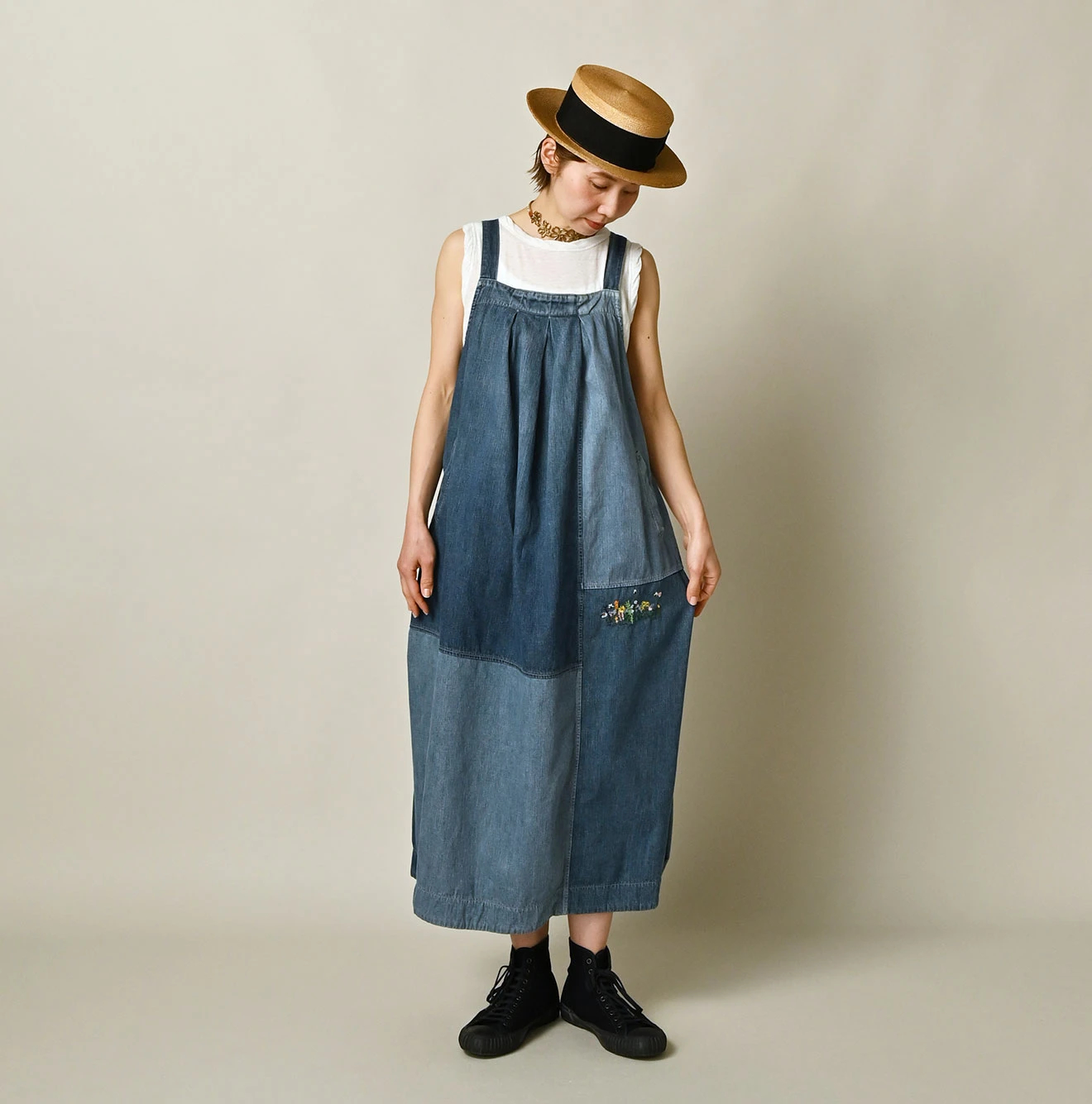 45R(フォーティファイブアール) |ヒッピーパッチワークのタックタックドレス（清）