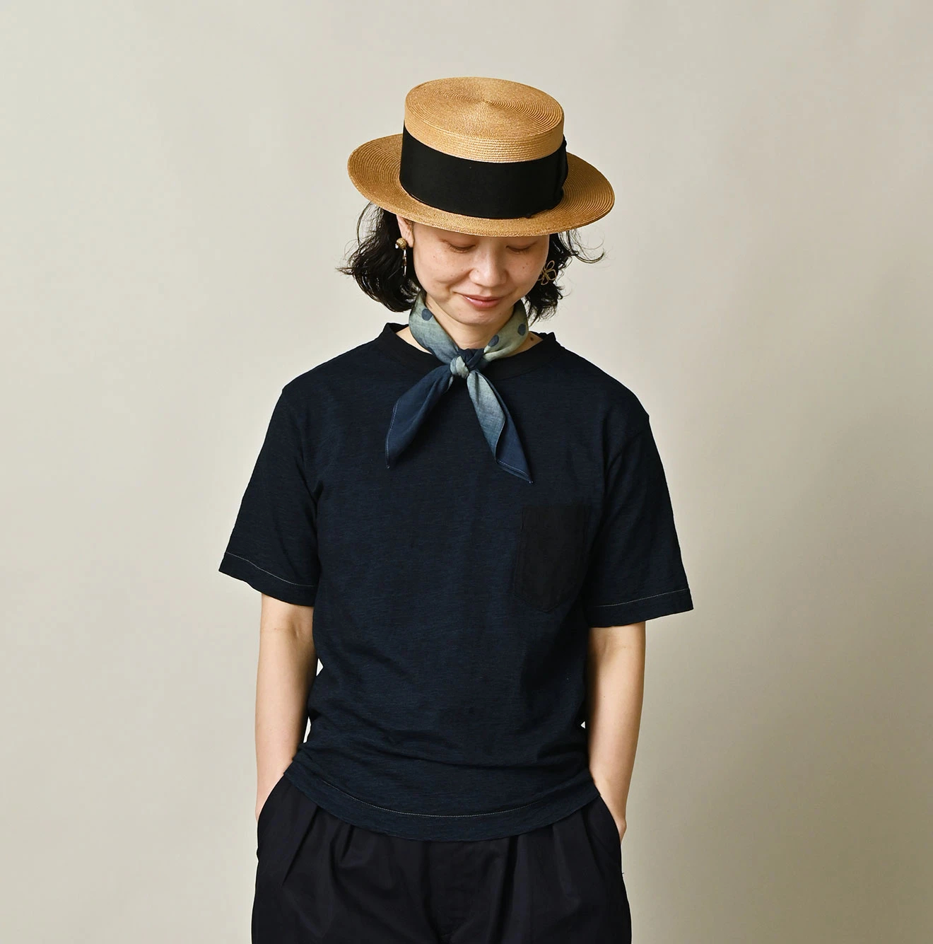 45R(フォーティファイブアール) |クレリックアーチロゴプリントの908Tシャツ（インディゴ）