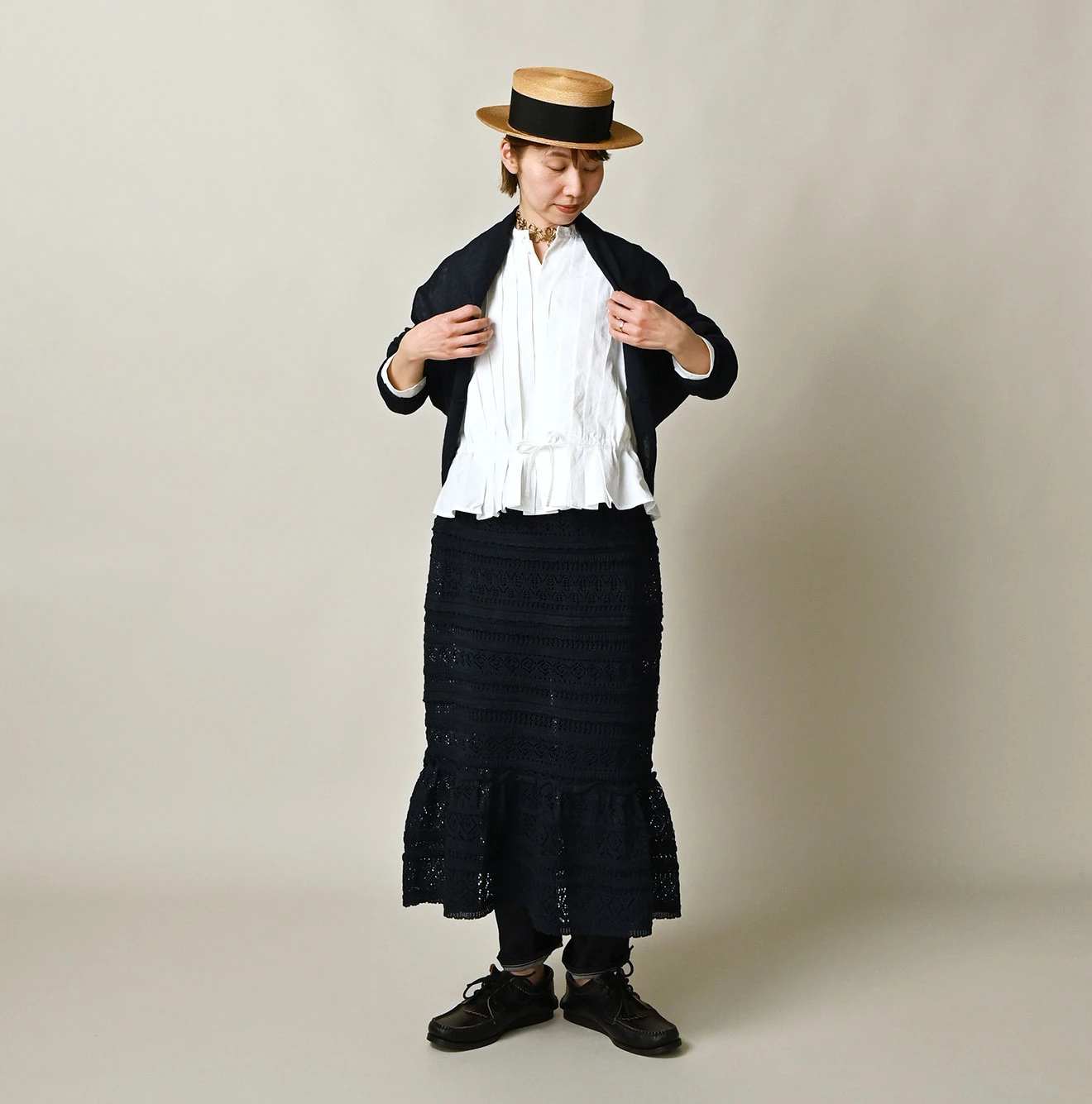 45R(フォーティファイブアール) |ギマのレーススカート（インディゴ）