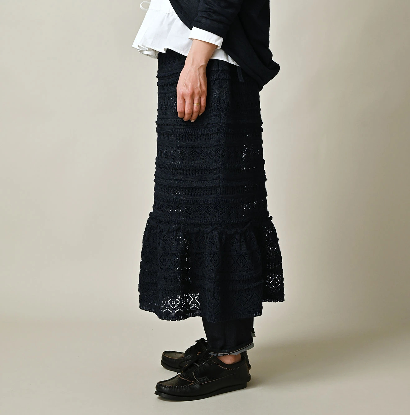 45R(フォーティファイブアール) |ギマのレーススカート（インディゴ）
