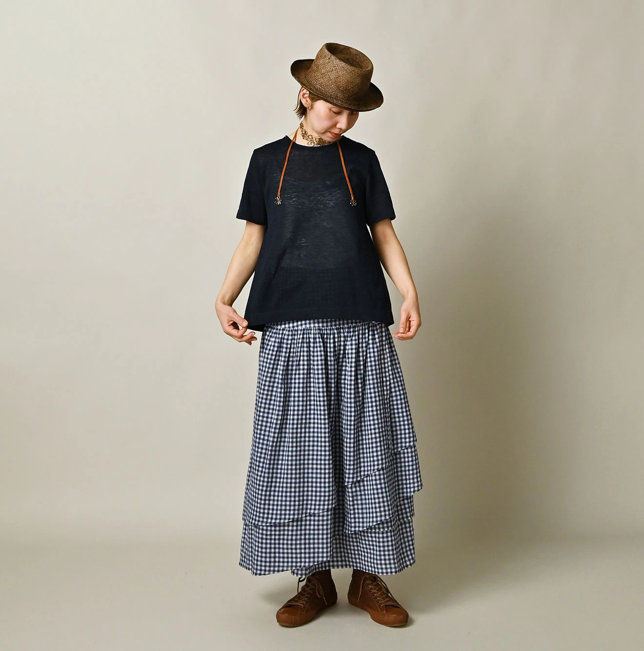 45R(フォーティファイブアール) |ギマのフレアTシャツ（インディゴ）