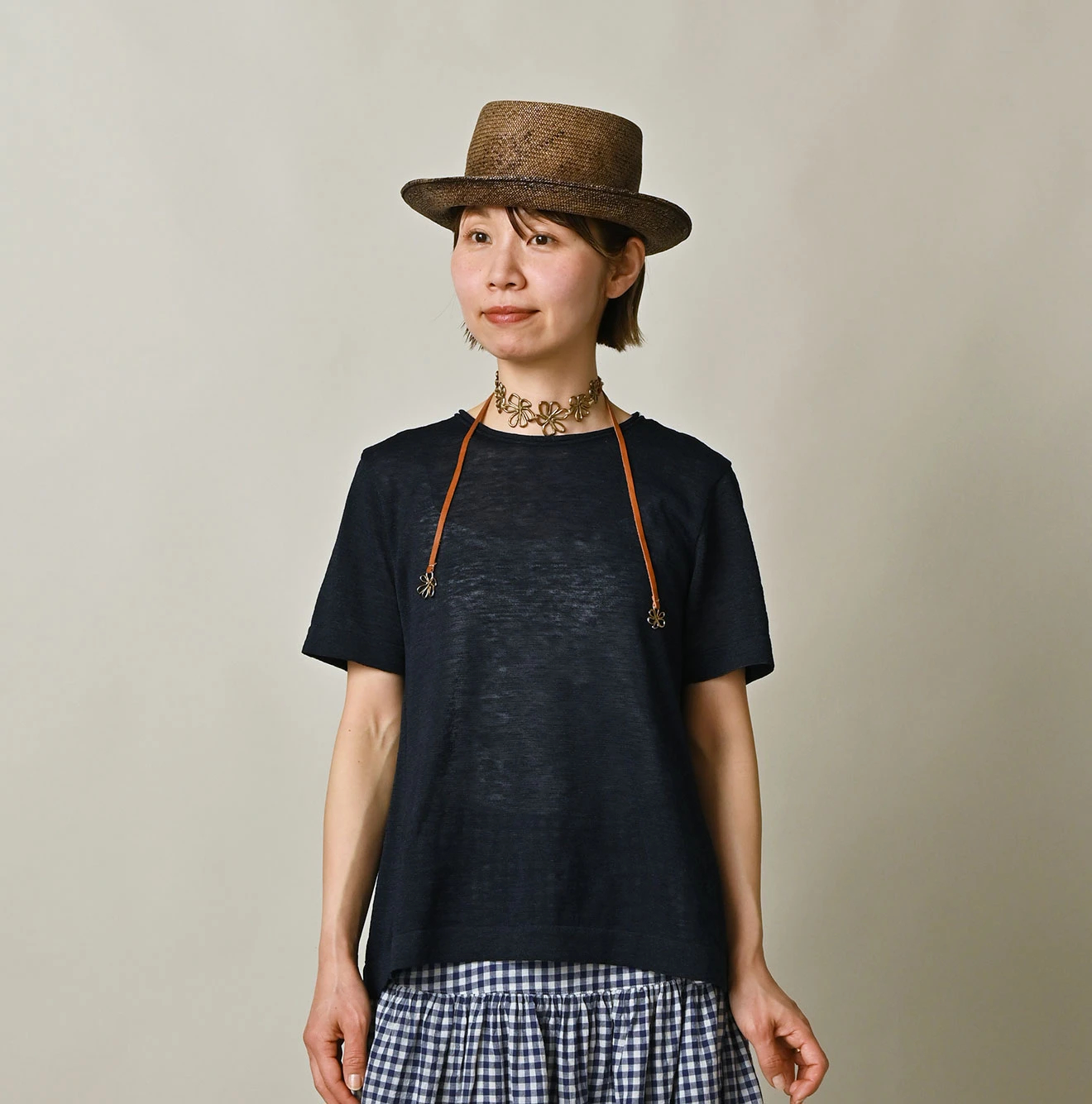 45R(フォーティファイブアール) |ギマのフレアTシャツ（インディゴ）