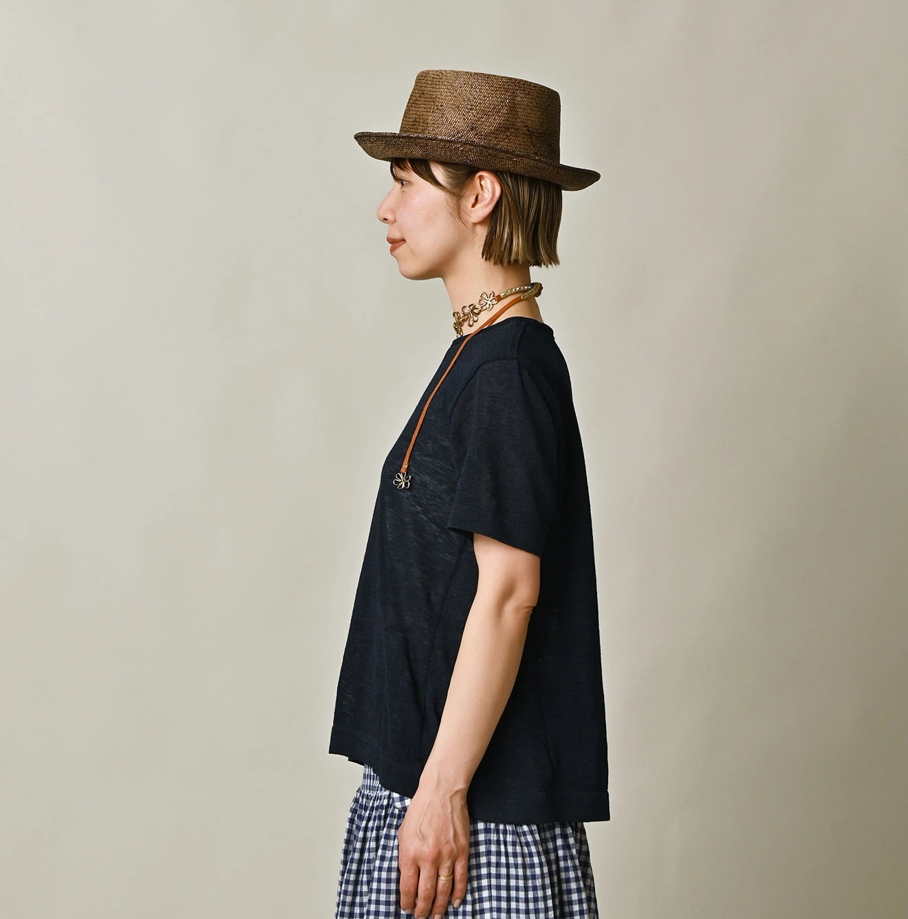 45R(フォーティファイブアール) |ギマのフレアTシャツ（インディゴ）