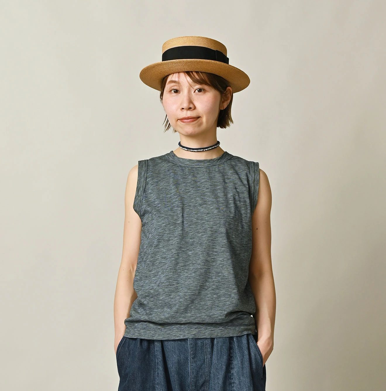 45R(フォーティファイブアール) |ONEONE 宝物のボーダー天竺キャミ（インディゴ）