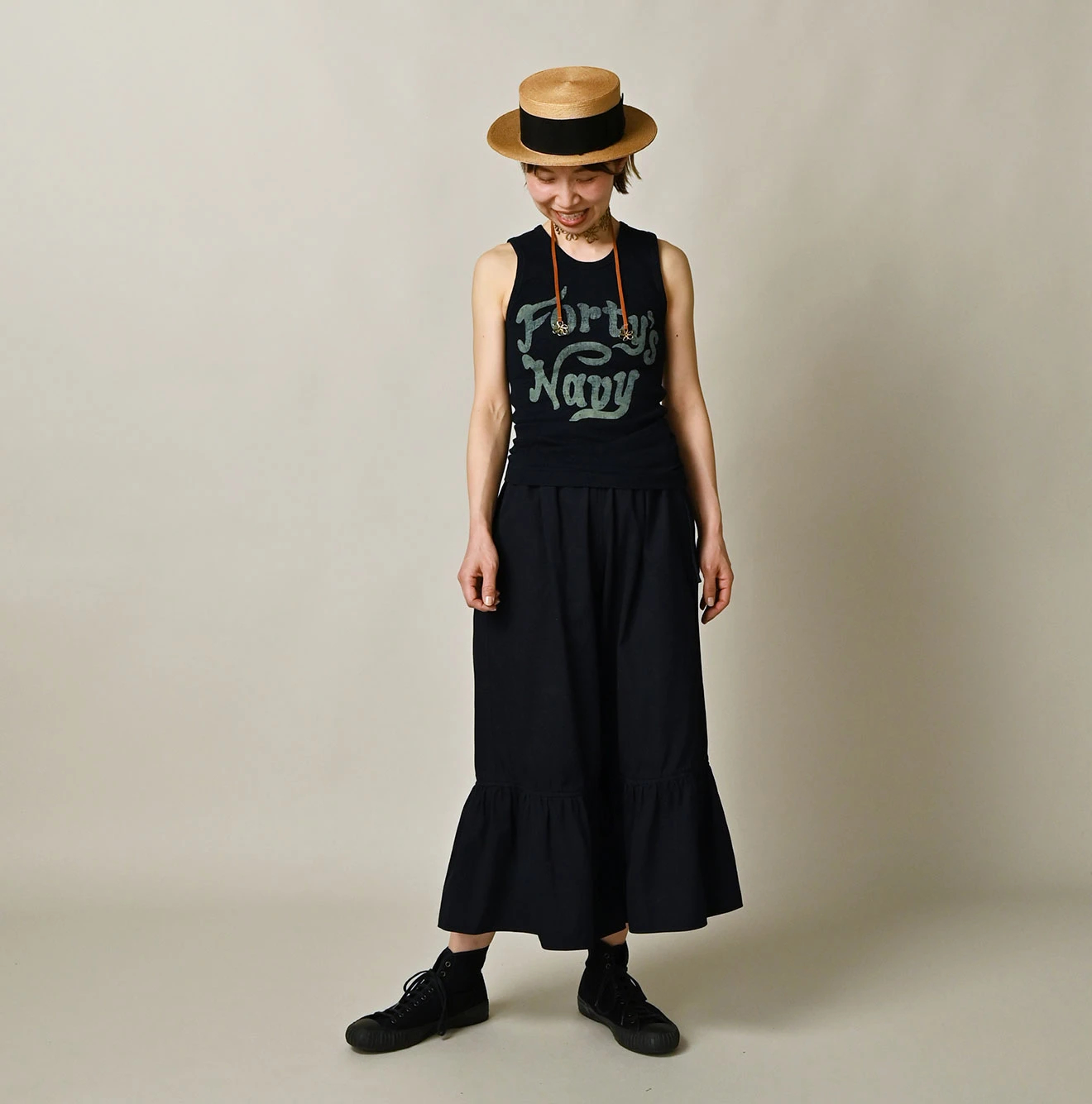 45R(フォーティファイブアール) |ONEONE 宝物のフライスキャミ（インディゴ）