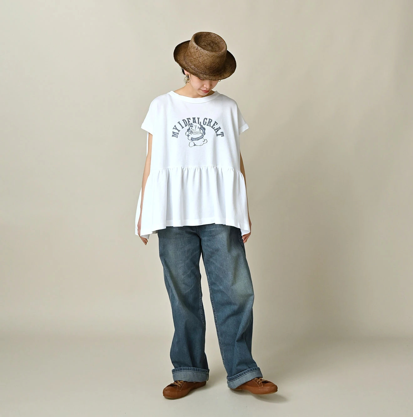 45R(フォーティファイブアール) |ONEONE 宝物の天竺ギャザーMキャミ