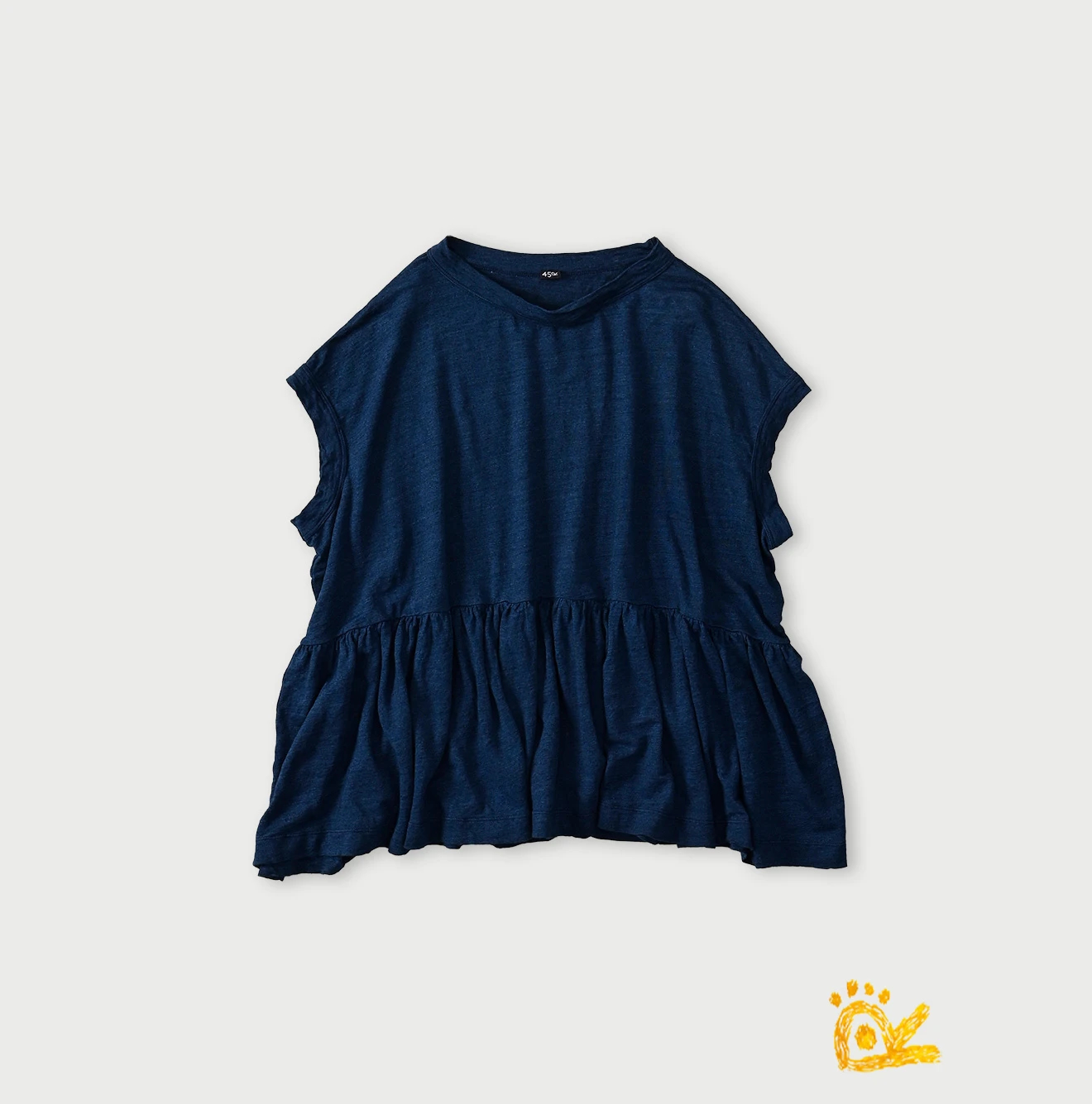 45R(フォーティファイブアール) |ONEONE 宝物のリネン天竺ギャザーMキャミ（インディゴ）