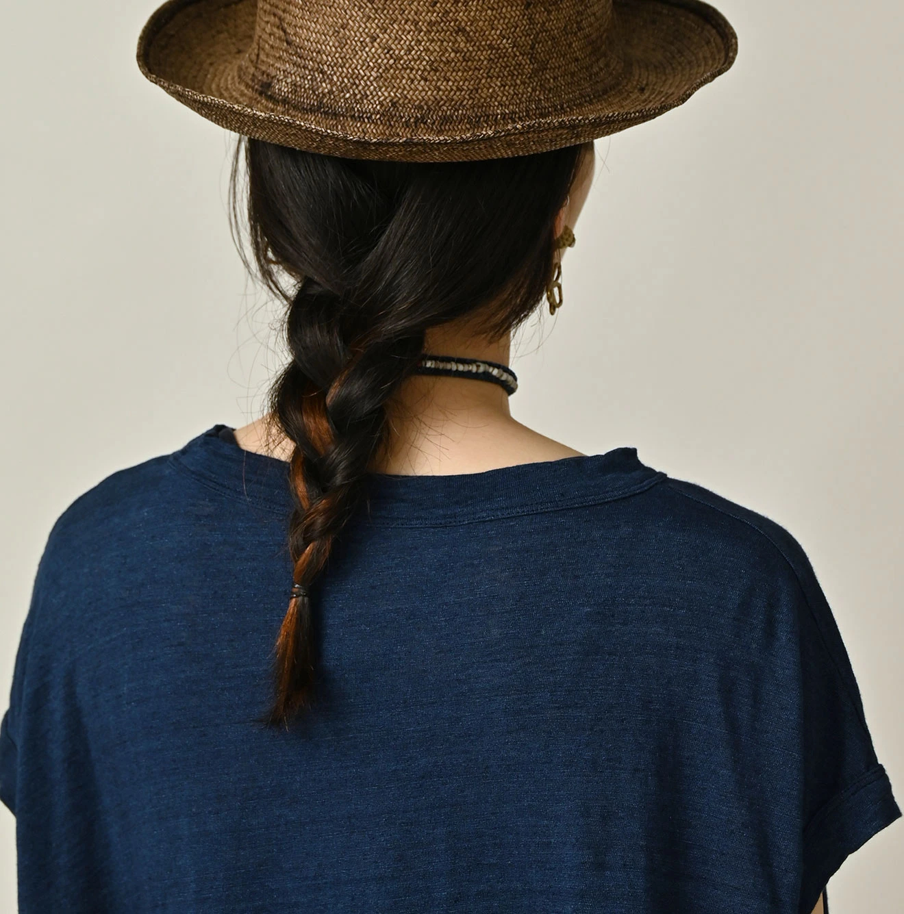 45R(フォーティファイブアール) |ONEONE 宝物のリネン天竺ギャザーMキャミ（インディゴ）