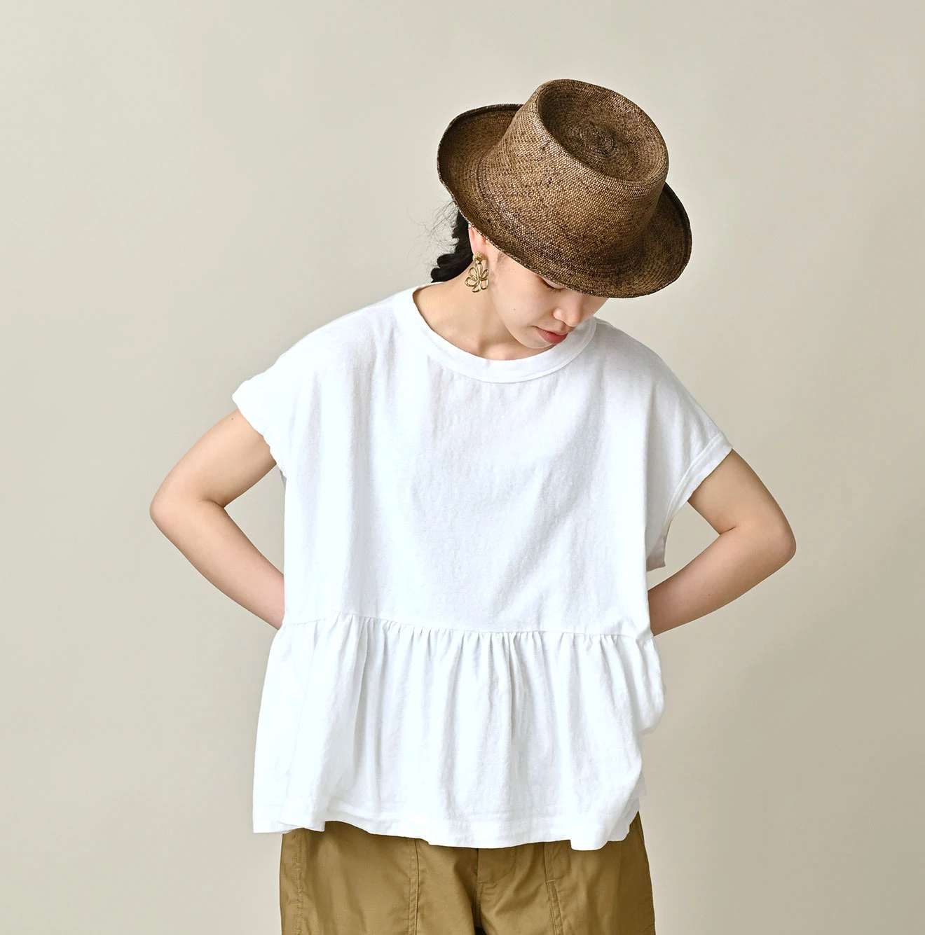 45R(フォーティファイブアール) |ONEONE 宝物の天竺ギャザーMキャミ