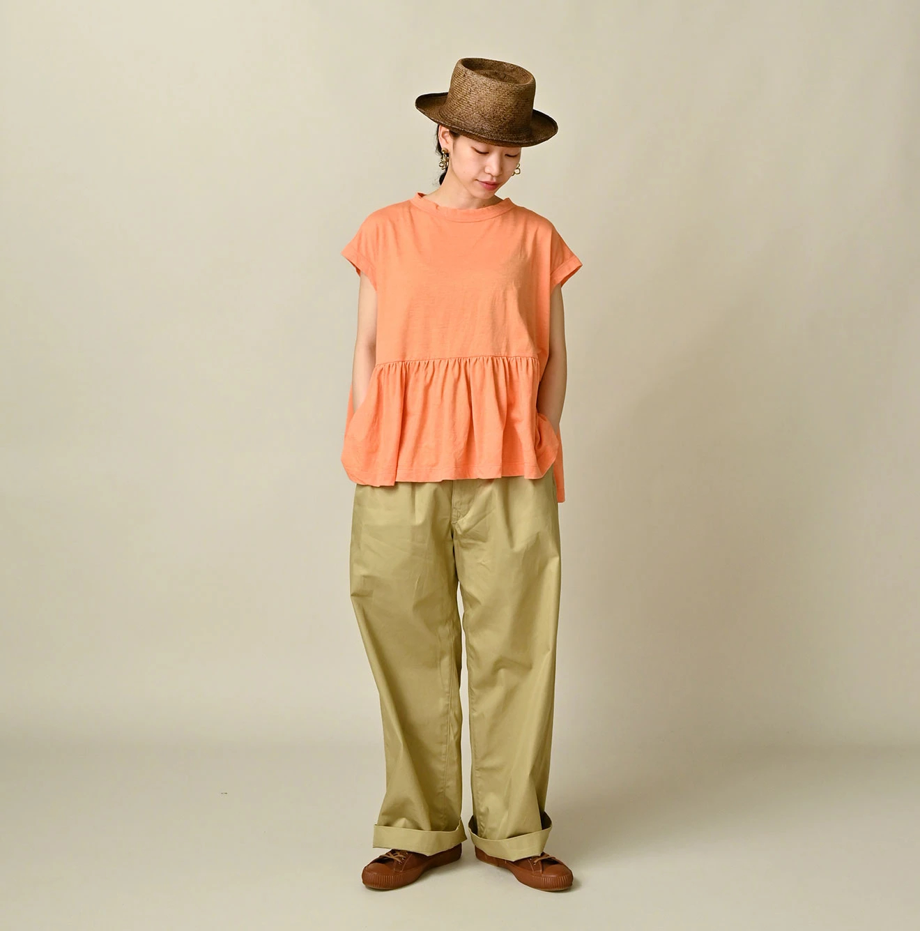 45R(フォーティファイブアール) |ONEONE 宝物の天竺ギャザーMキャミ