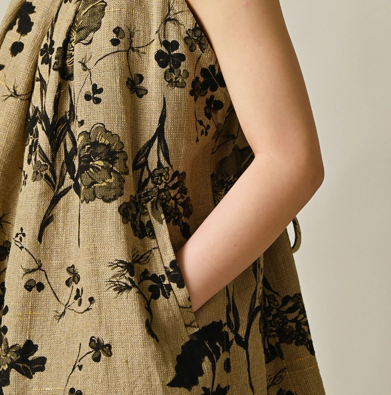 45R(フォーティファイブアール) |ギマゴザダックリンネルプリントのタックタックドレス